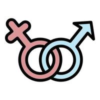 Couple gender signs icon color outline vector