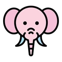 Elephant head icon color outline vector