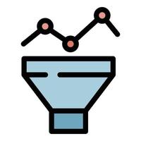 Graph chart funnel icon color outline vector