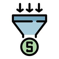 Money funnel icon color outline vector