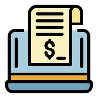 Laptop loan money icon color outline vector