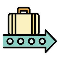 Travel bag line movement icon color outline vector