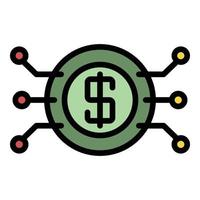 Secured digital money icon color outline vector