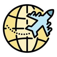 Global flight icon color outline vector