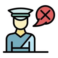 Reject passport control icon color outline vector