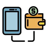 Smartphone wallet connection icon color outline vector