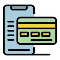 Phone credit card icon color outline vector