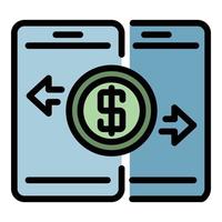 Smartphone money transfer icon color outline vector