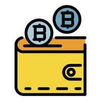 vector de contorno de color de icono de monedero digital bitcoin