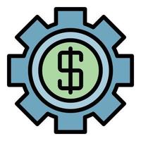 Money gear icon color outline vector