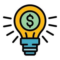 Bulb money idea icon color outline vector