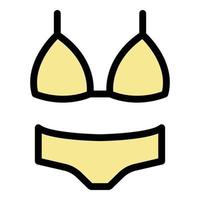 Girl swimsuit icon color outline vector