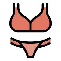 Bikini swimsuit icon color outline vector