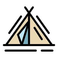 Camp tent icon color outline vector