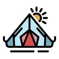 Camping tent icon color outline vector