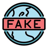 Global fake news icon color outline vector
