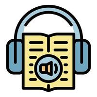 Book and headphones icon color outline vector