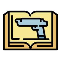 Book and gun icon color outline vector