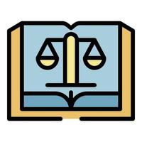 Open book and scales icon color outline vector