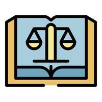 Open book and scales icon color outline vector