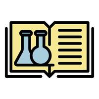 Open book and test tubes icon color outline vector