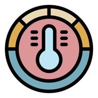 Thermometer in a circle icon color outline vector