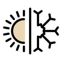 Sun and snowflake icon color outline vector