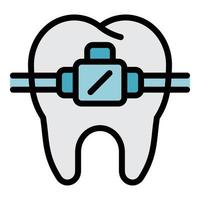 Tooth bracket icon color outline vector