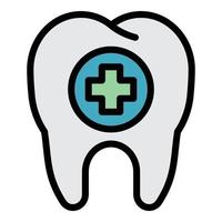 Medical cross on the tooth icon color outline vector