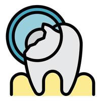 Tooth pathology icon color outline vector