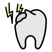 Tooth and lightning icon color outline vector