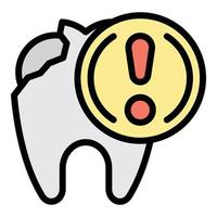 Open tooth exclamation mark icon color outline vector