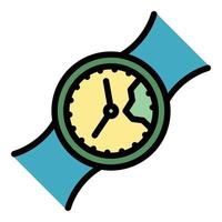 vector de contorno de color de icono de reloj de brazo roto