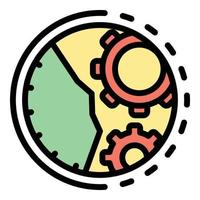 vector de contorno de color de icono de reloj mecánico de función fija