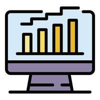 Monitor graph chart icon color outline vector