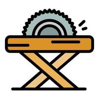 Circular saw stand icon color outline vector