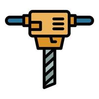 Gasoline hammer drill icon color outline vector