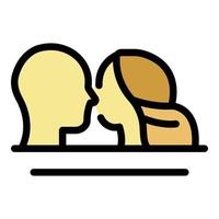 vector de contorno de color de icono de beso de recién casados