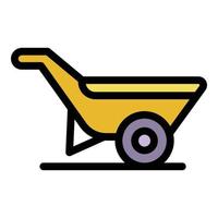 Metal wheelbarrow icon color outline vector