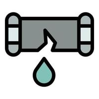 Broken pipe icon color outline vector