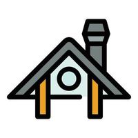 Roof with chimney icon color outline vector