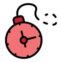 vector de contorno de color de icono de bomba de reloj