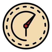 Round clock icon color outline vector