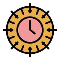 Clock with arrows icon color outline vector