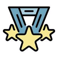 Medal star icon color outline vector