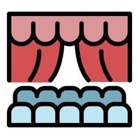 Theatre scene icon color outline vector