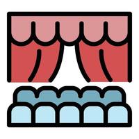 Theatre scene icon color outline vector