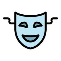 Smiling theatre mask icon color outline vector
