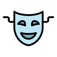 Smiling theatre mask icon color outline vector