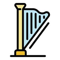 Musical harp icon color outline vector